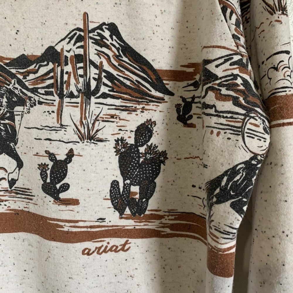Ariat Old West Sweatshirt Egret Crossover Neck Long Sleeve Sz XL Southwestern - Picture 6 of 13